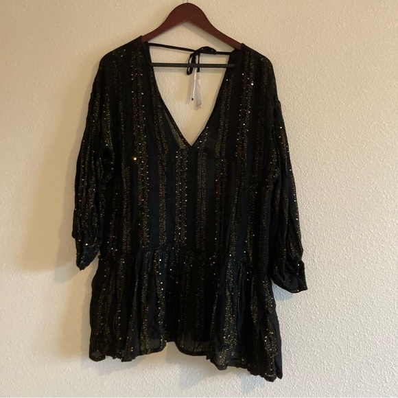 NWT L*Space Byron Metallic Thread Gold Shimer Tunic Dress in Size Small - Picture 6 of 13